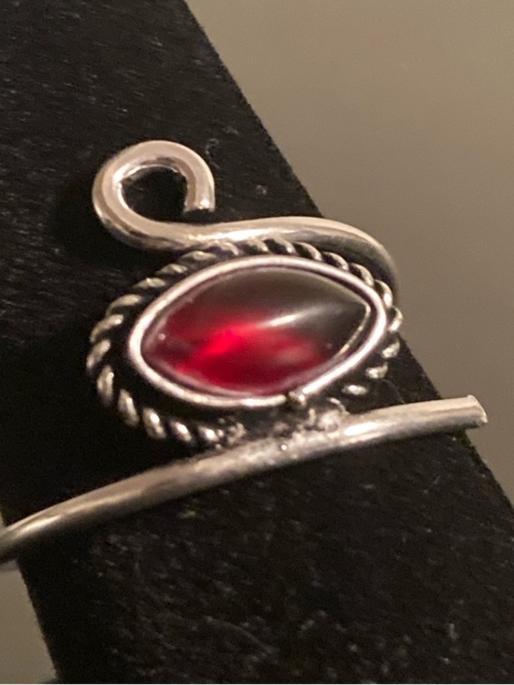 Sterling Silver Red Marquise Cabochon Ring size 9